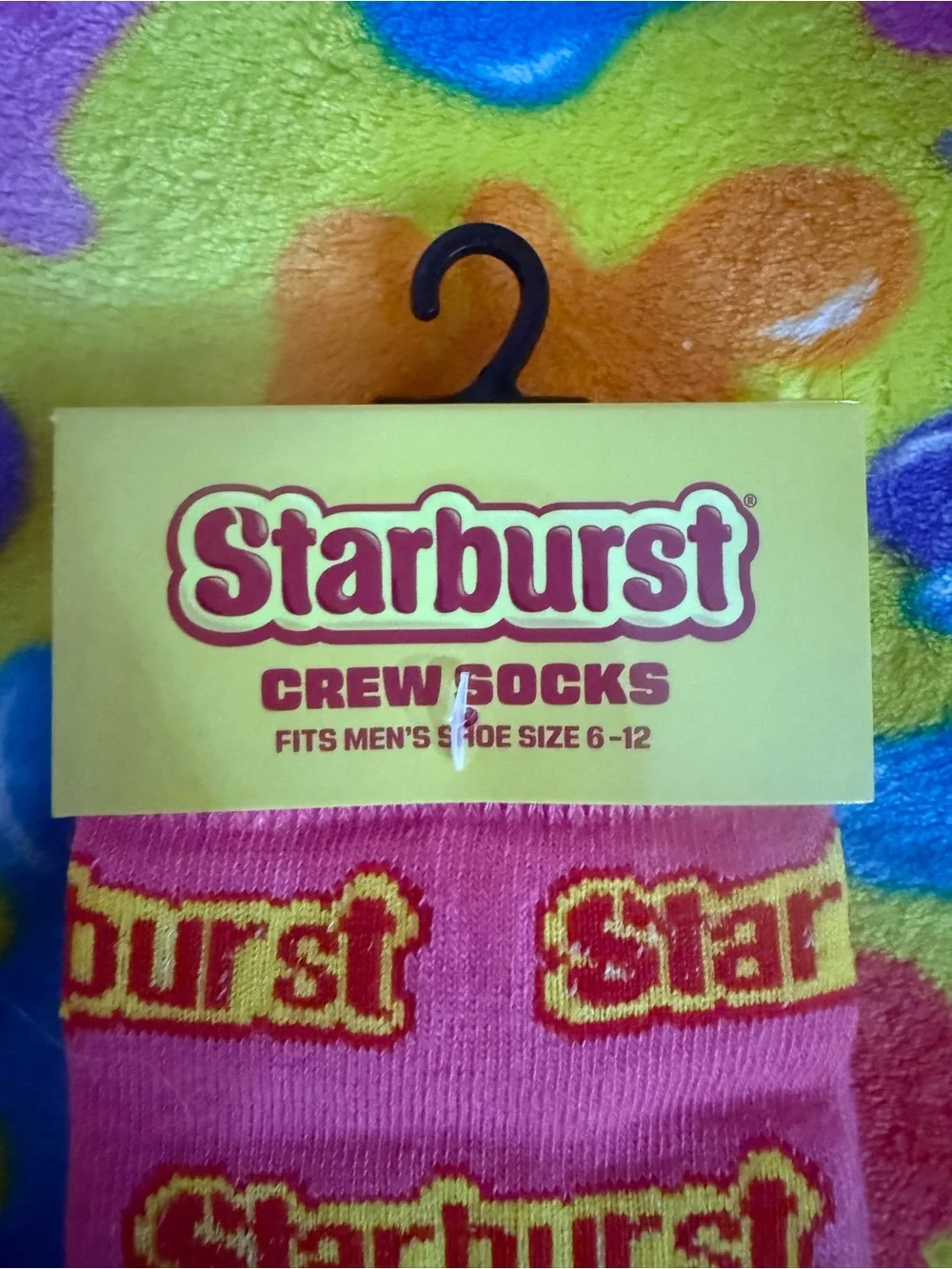 Bnwt Men's Crew Socks - Pink Starburst quick ship